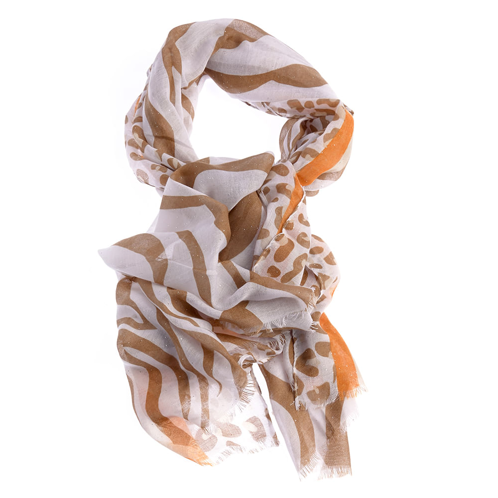 Esarfa cu model animal print in tonuri naturale
