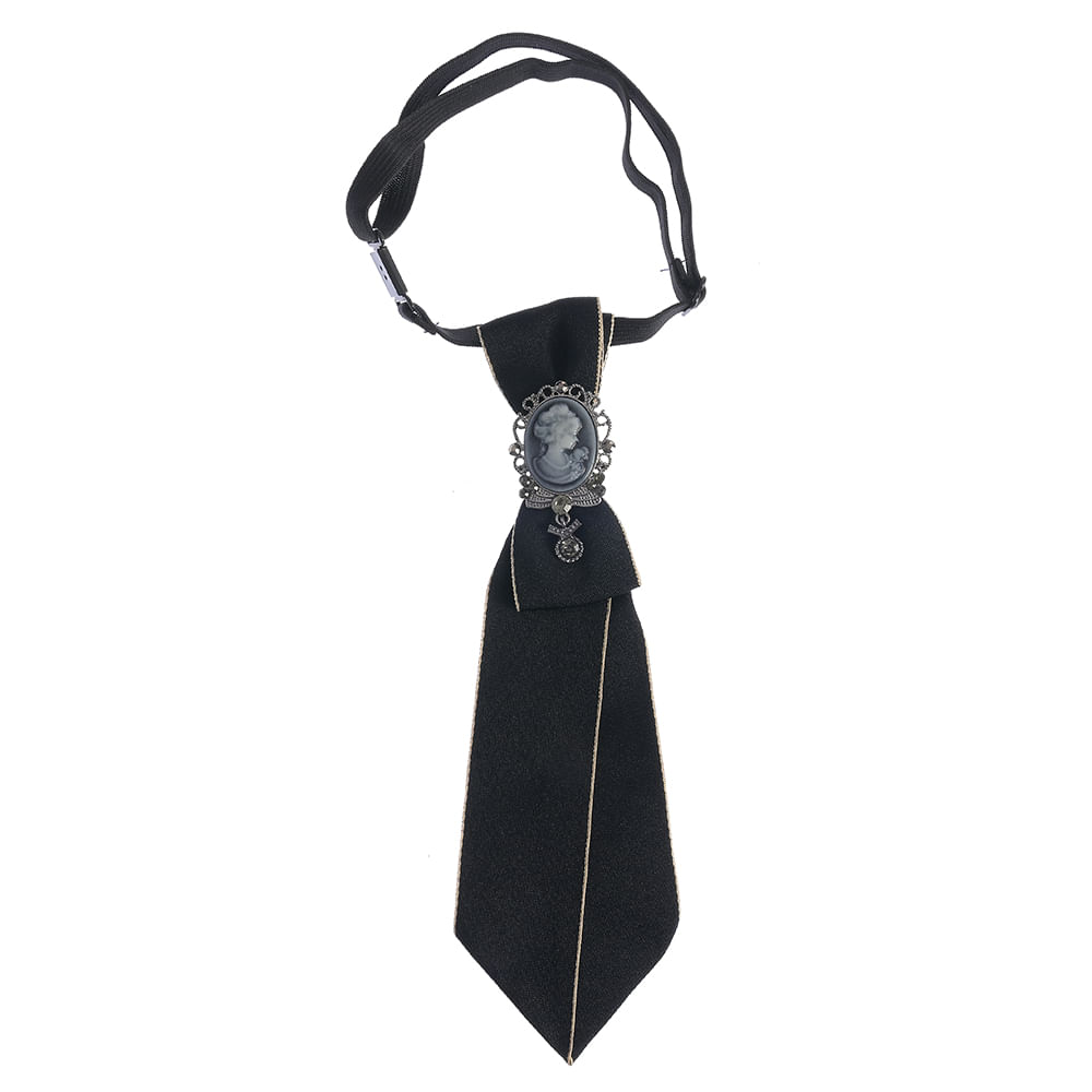 Cravata neagra cu aplicatie tip camee
