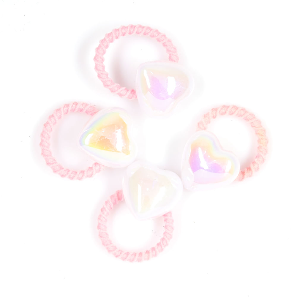 Set 4 elastice de par roz cu inimioare - Imagine 2