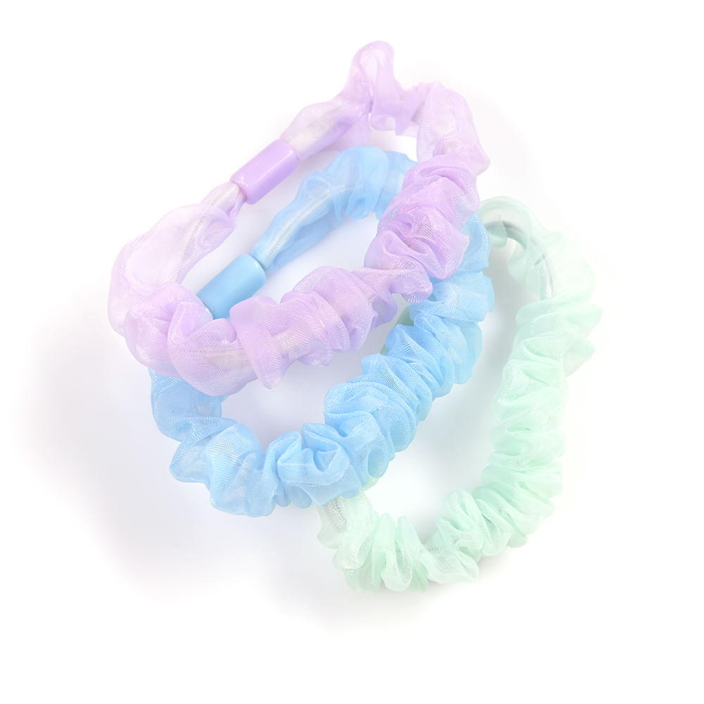 Set 3 elastice de par in nuante pastel - Imagine 2