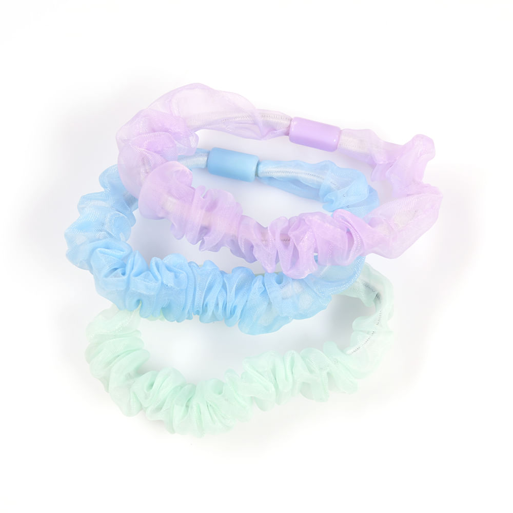 Set 3 elastice de par in nuante pastel - Imagine 3