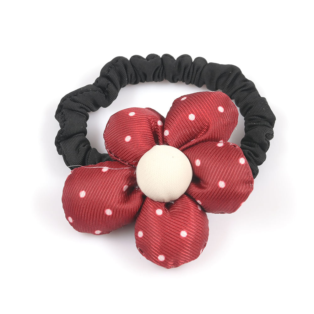 Elastic de par cu floare rosie si buline