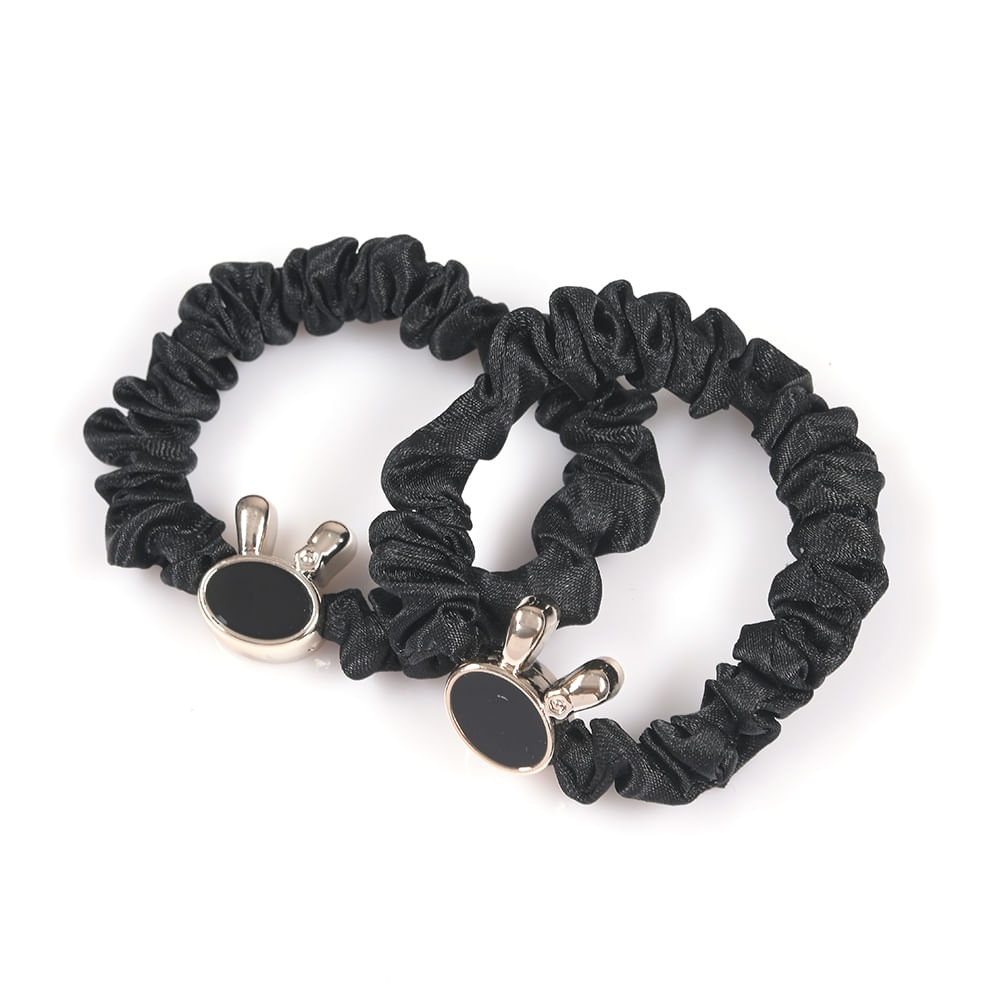 Set 2 elastice de par negre cu iepuras