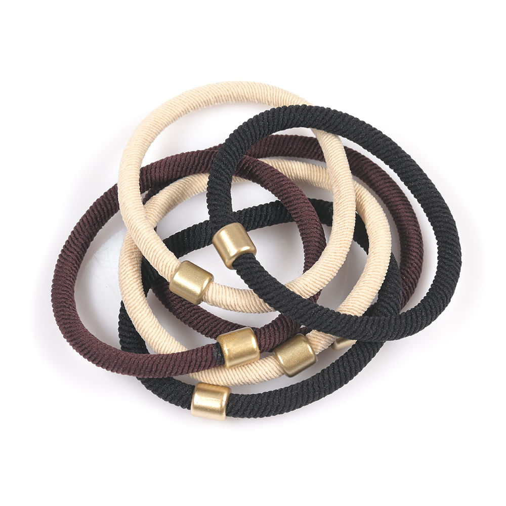 Set 6 elastice de par cu detalii aurii - Imagine 3