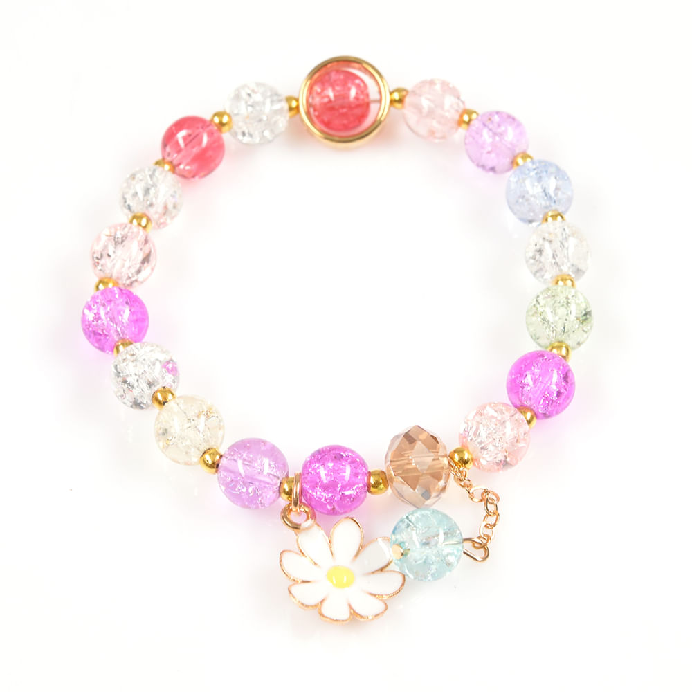Bratara elastica multicolora cu pandantiv floare