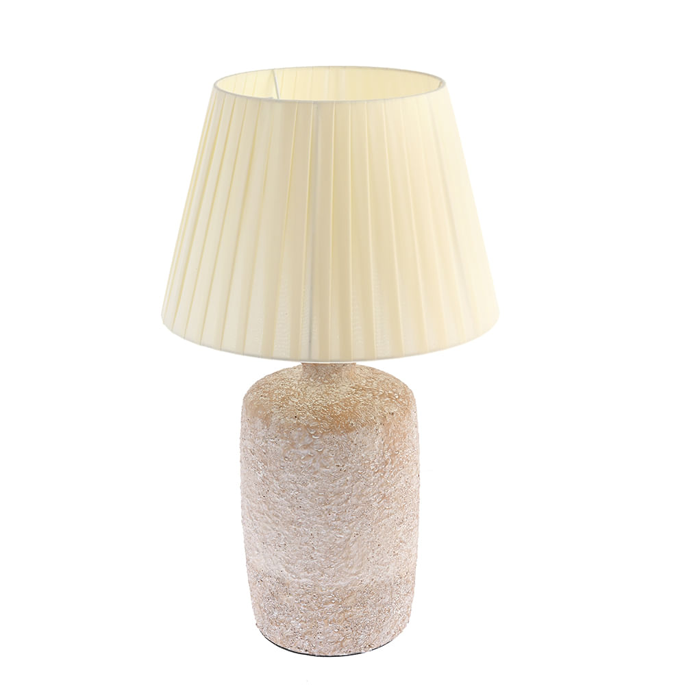 Lampa de masa cu baza texturata si abajur plisat