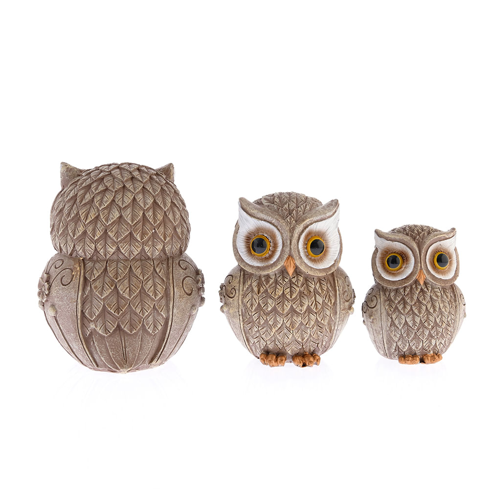 Set 3 statuete bufnite decorative - Imagine 2