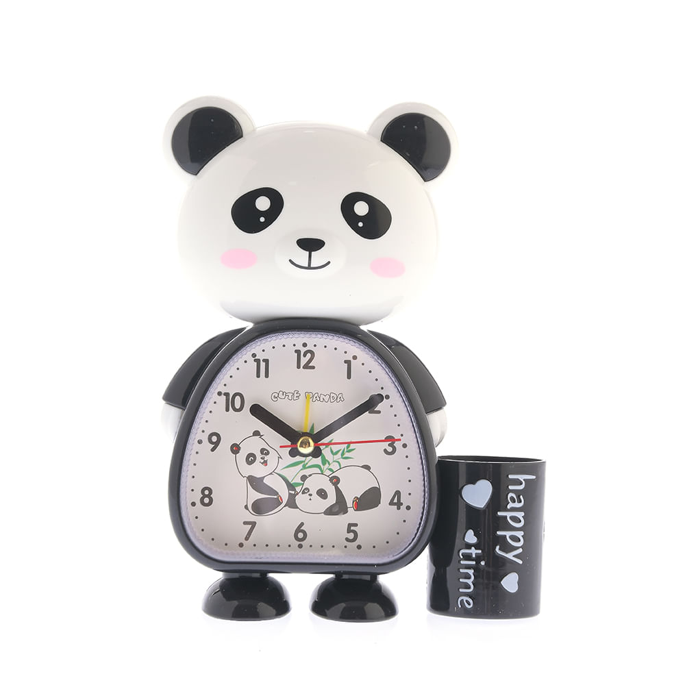 Ceas de birou panda cu suport pentru pixuri
