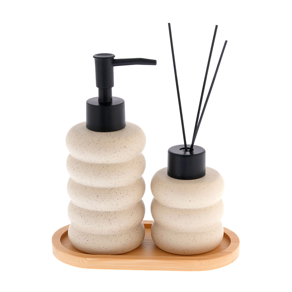 Set baie cu dozator de sapun si difuzor de parfum