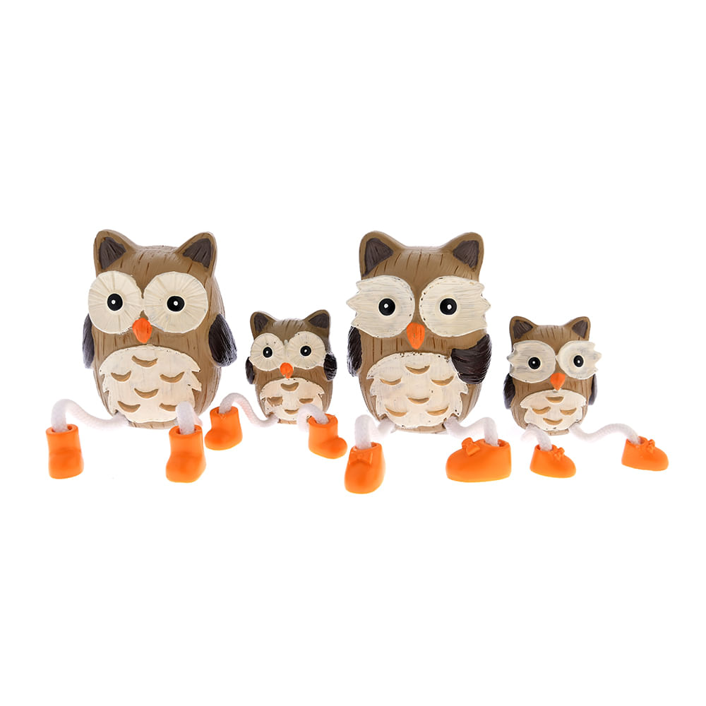 Set 4 statuete bufnite cu picioare mobile