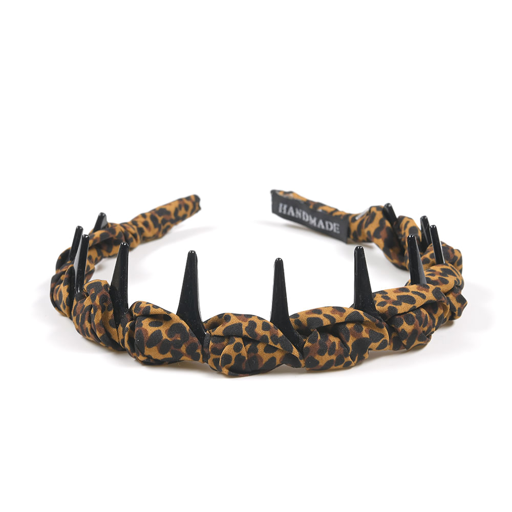 Bentita animal print cu detalii negre