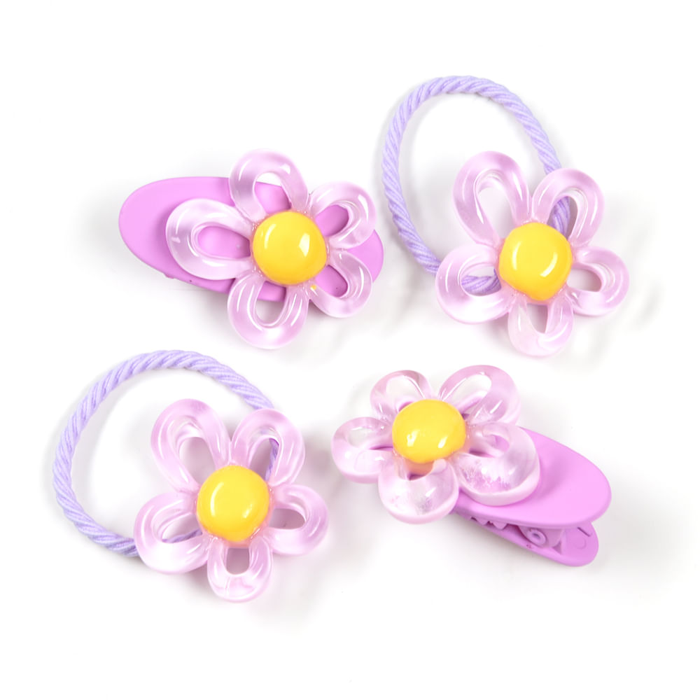 Set 4 accesorii par cu flori mov