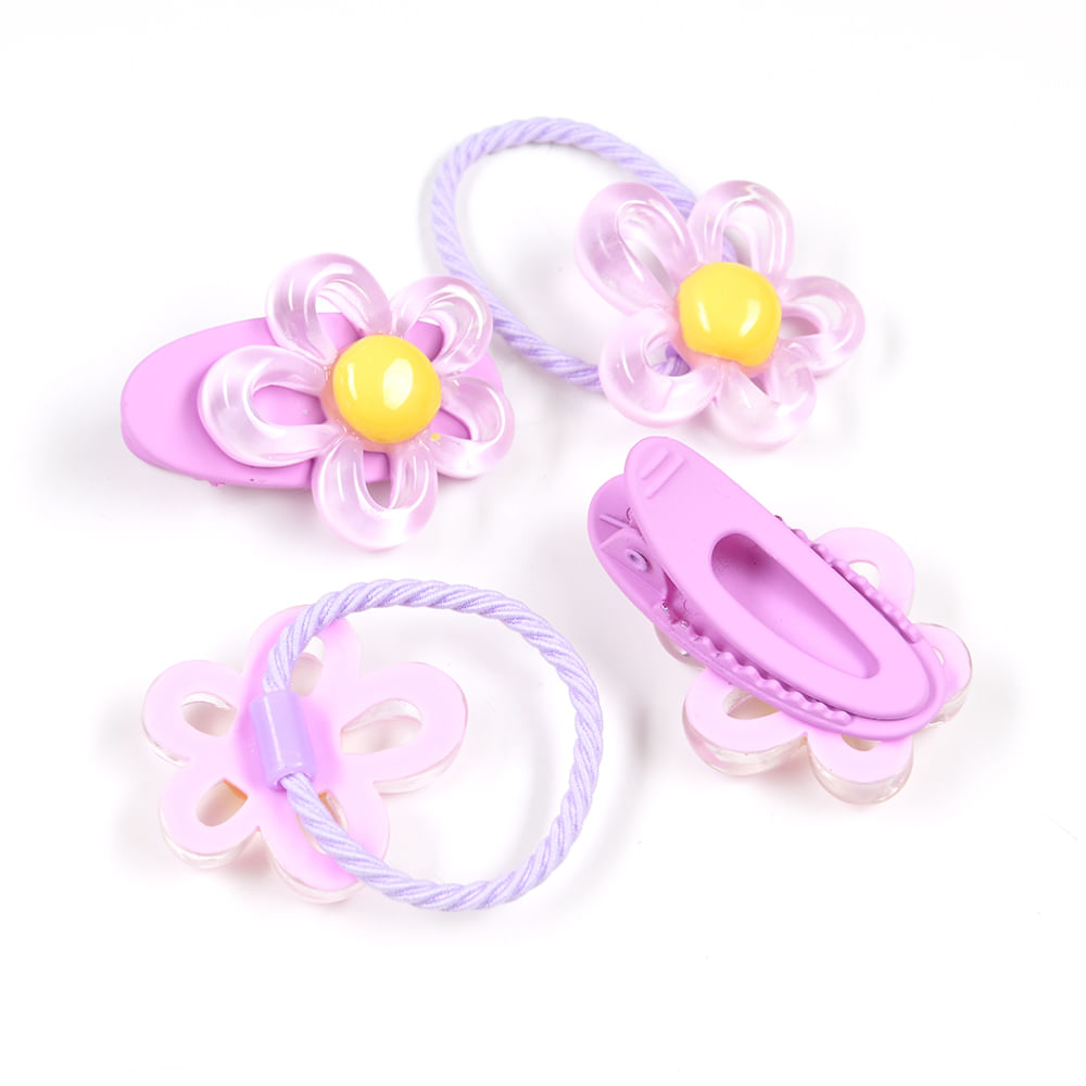 Set 4 accesorii par cu flori mov - Imagine 2
