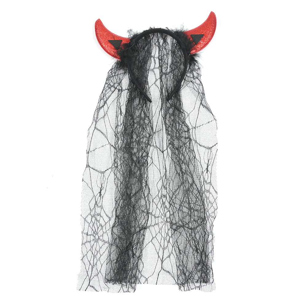 Bentita Halloween cu coarne rosii si voal