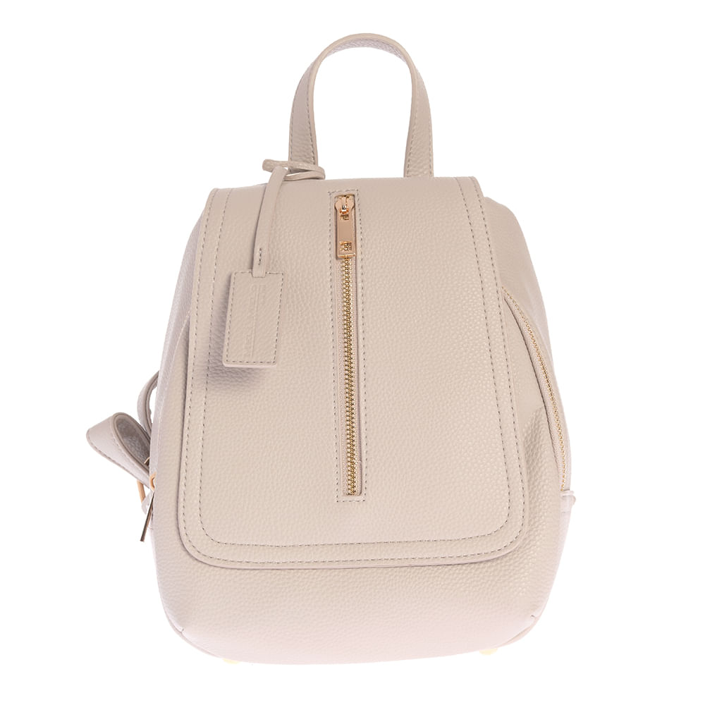 Rucsac bej modern cu fermoar decorativ