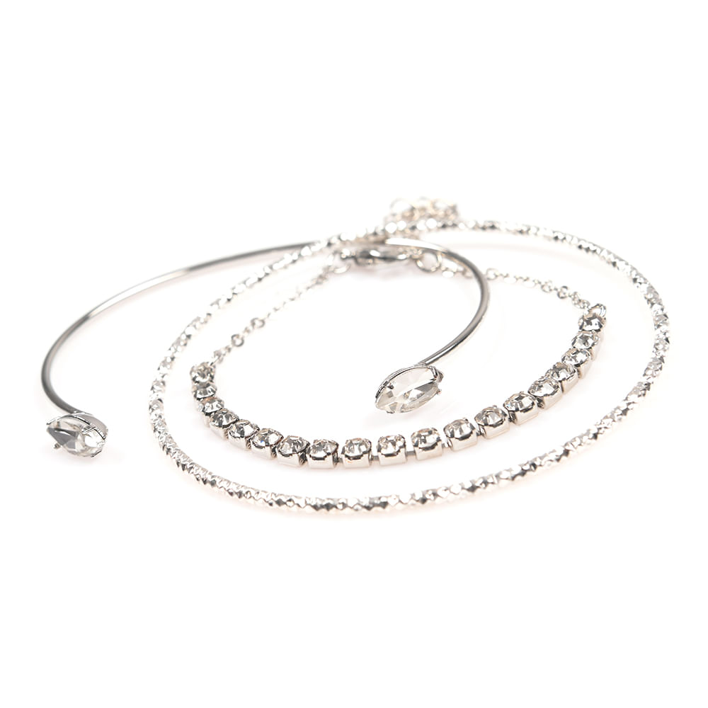 Set 3 bratari argintii cu pietre