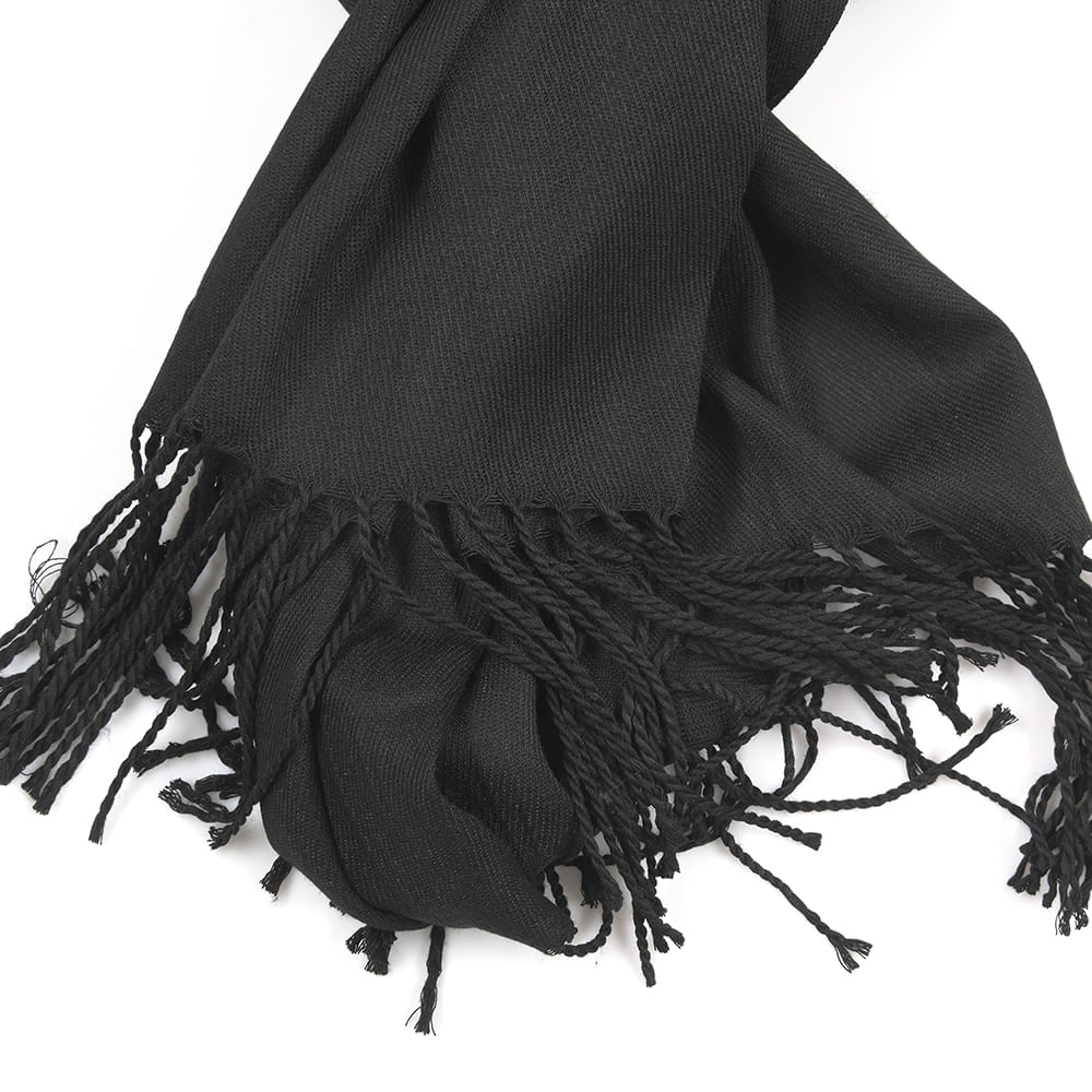 Esarfa neagra cu franjuri - Imagine 2