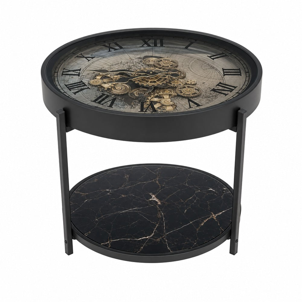 Masuta rotunda cu ceas vintage 67 cm